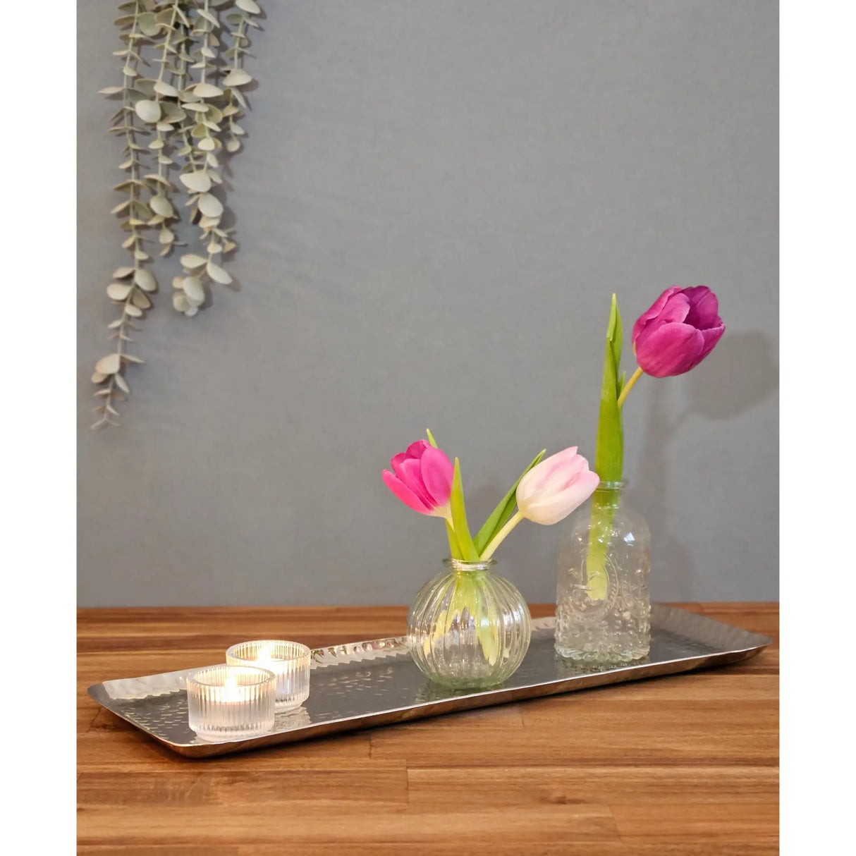 Dekotablett Dekoschale Metall silber Deko Tischdeko Schale Tablett 45 cm B-WARE - Dekotablett