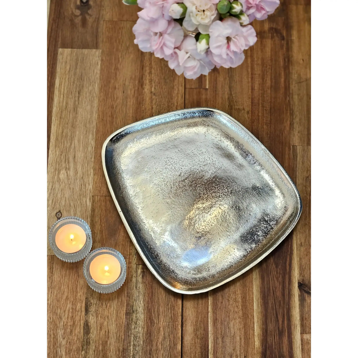 Dekoteller Metall silber Dekoschale Metallteller Deko Schale Teller 25 x 22 cm - Dekoteller