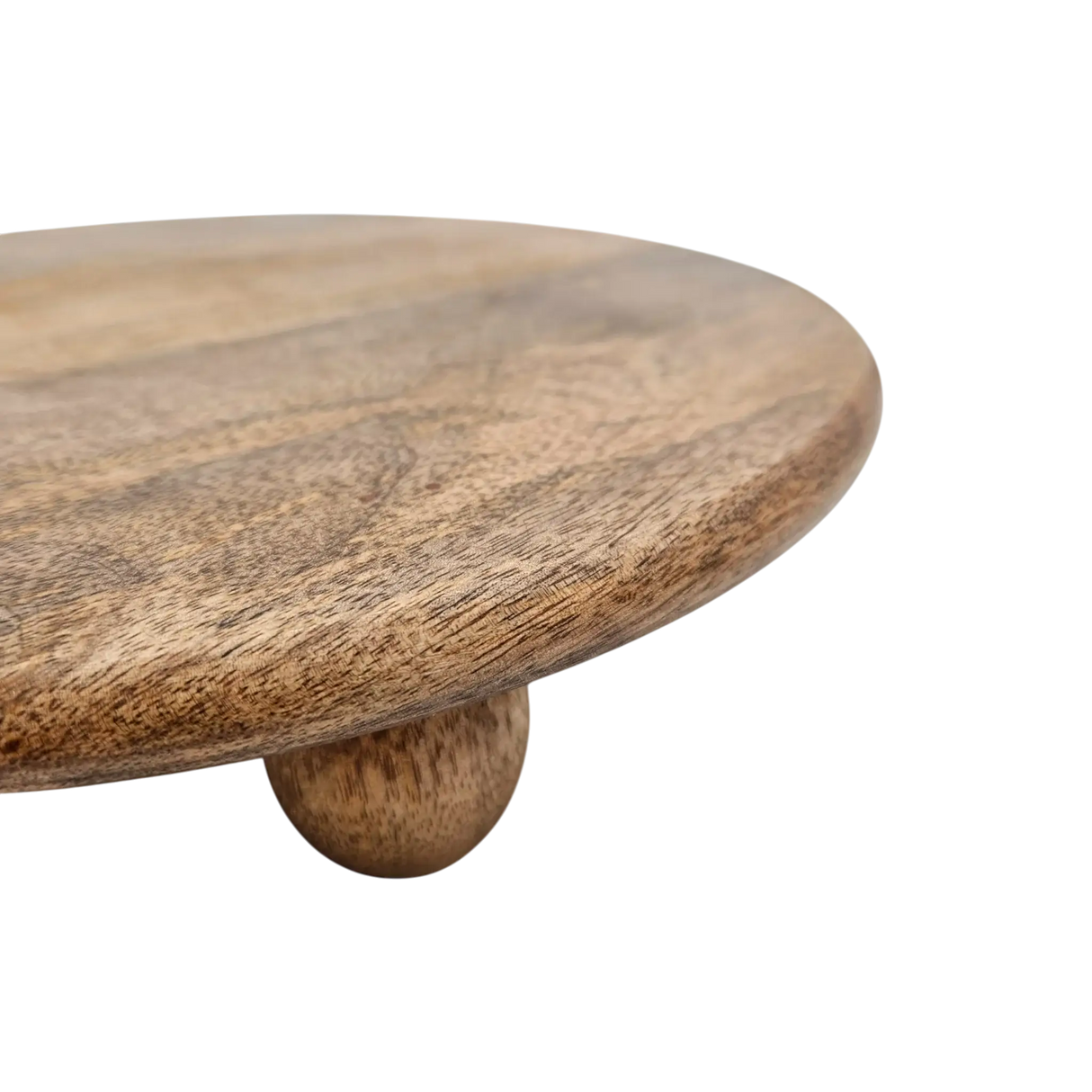 Dekoteller rund auf Füßen Kerzentablett Mangoholz 29 cm Holztablett Blumenhocker Dekorativ - Dekoteller