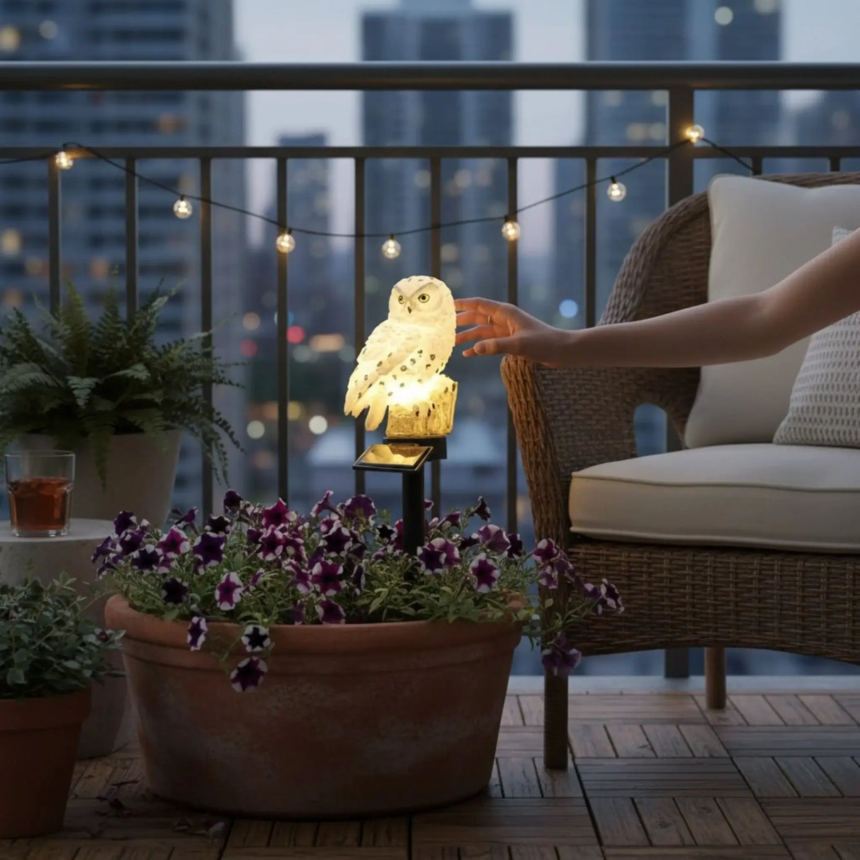 Eule Schneeeule Solarleuchte Lampe Garten Laterne Solar Figur Beleuchtung Gartenstecker - Solarleuchte