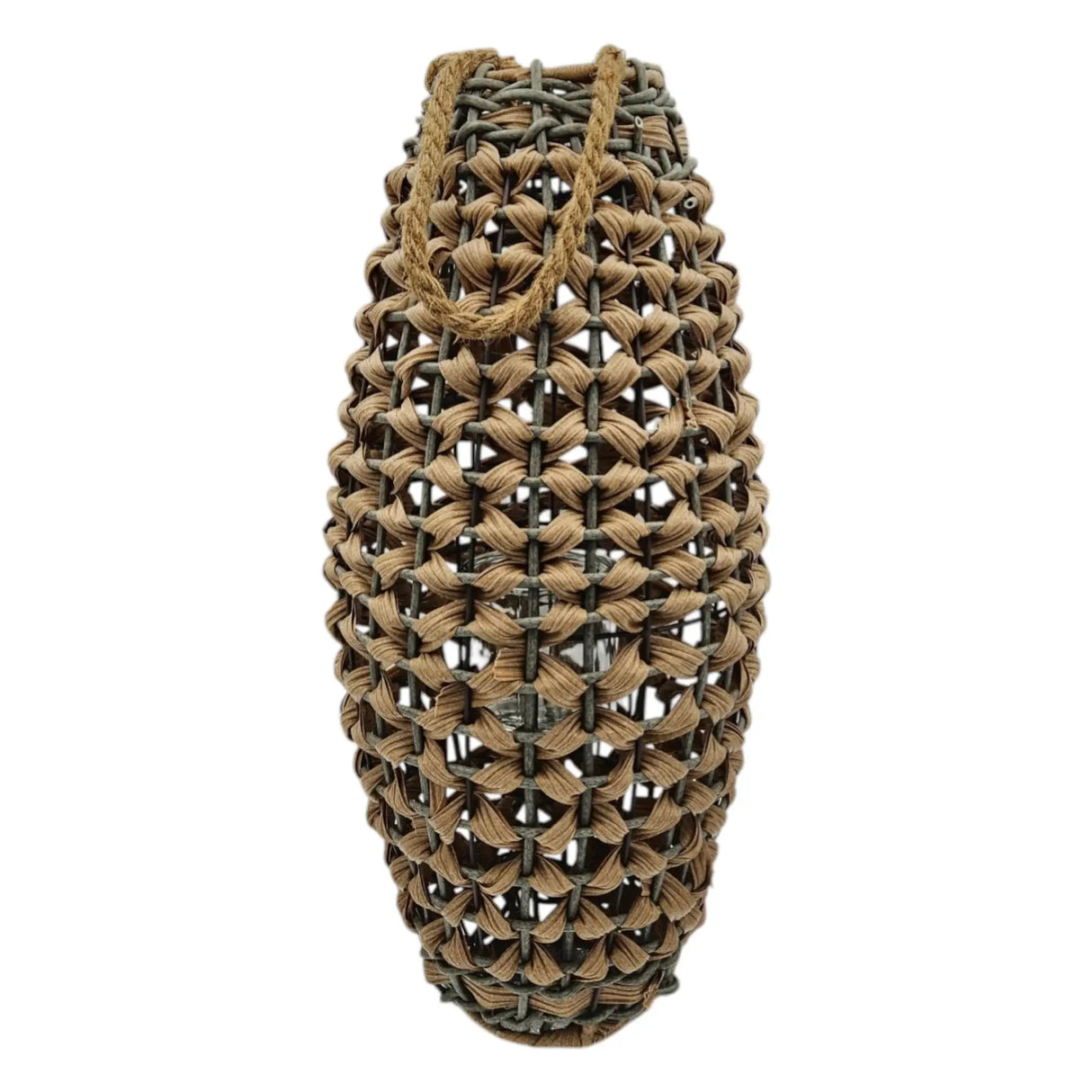 GILDE XXL Laterne 58x28 Geflecht Laterne in Rattan Optik aus Kunststoff Großes Windlicht - Laterne Windlicht