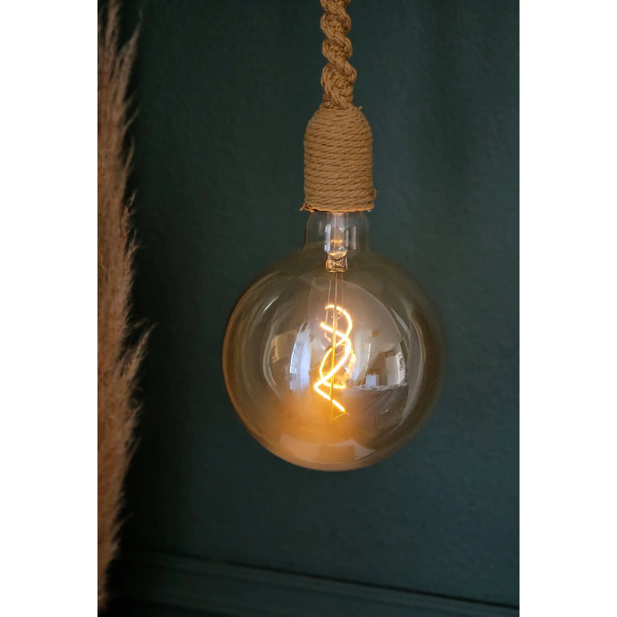 Hängelampe LED Braun Seil Macrame Hängeleuchte Timer Fernbedienung Ø15cm Lampe - Hängelampe