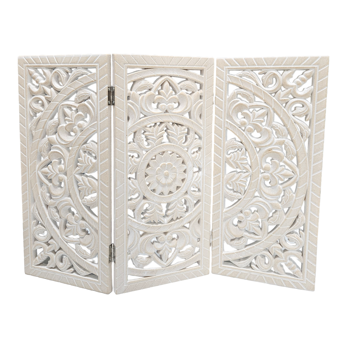 Ornament Holzbild Wandornament Holz shabby weiß Landhaus Dekoration Mandala Deko