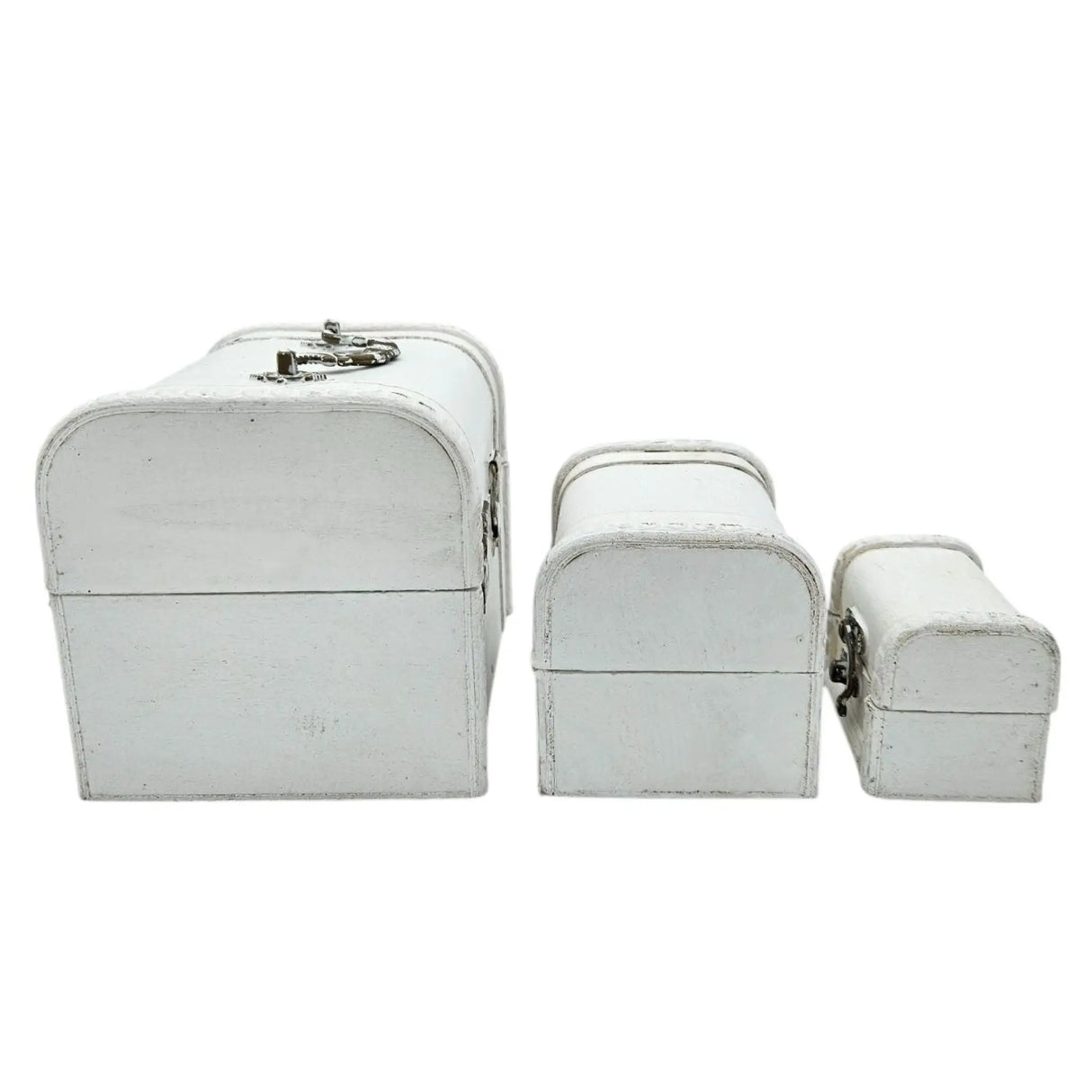 Schatzkiste Holzkiste mit Deckel Kiste weiß braun kleine Schatztruhe 3er Set - Holzkiste mit Deckel
