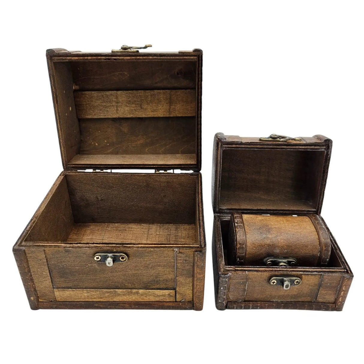 Schatzkiste Holzkiste mit Deckel Kiste weiß braun kleine Schatztruhe 3er Set - Holzkiste mit Deckel