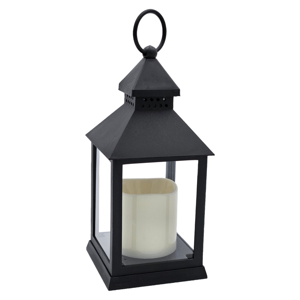 Laterne LED mit Timer batteriebetrieben flackerndes Licht Windlicht schwarz Deko