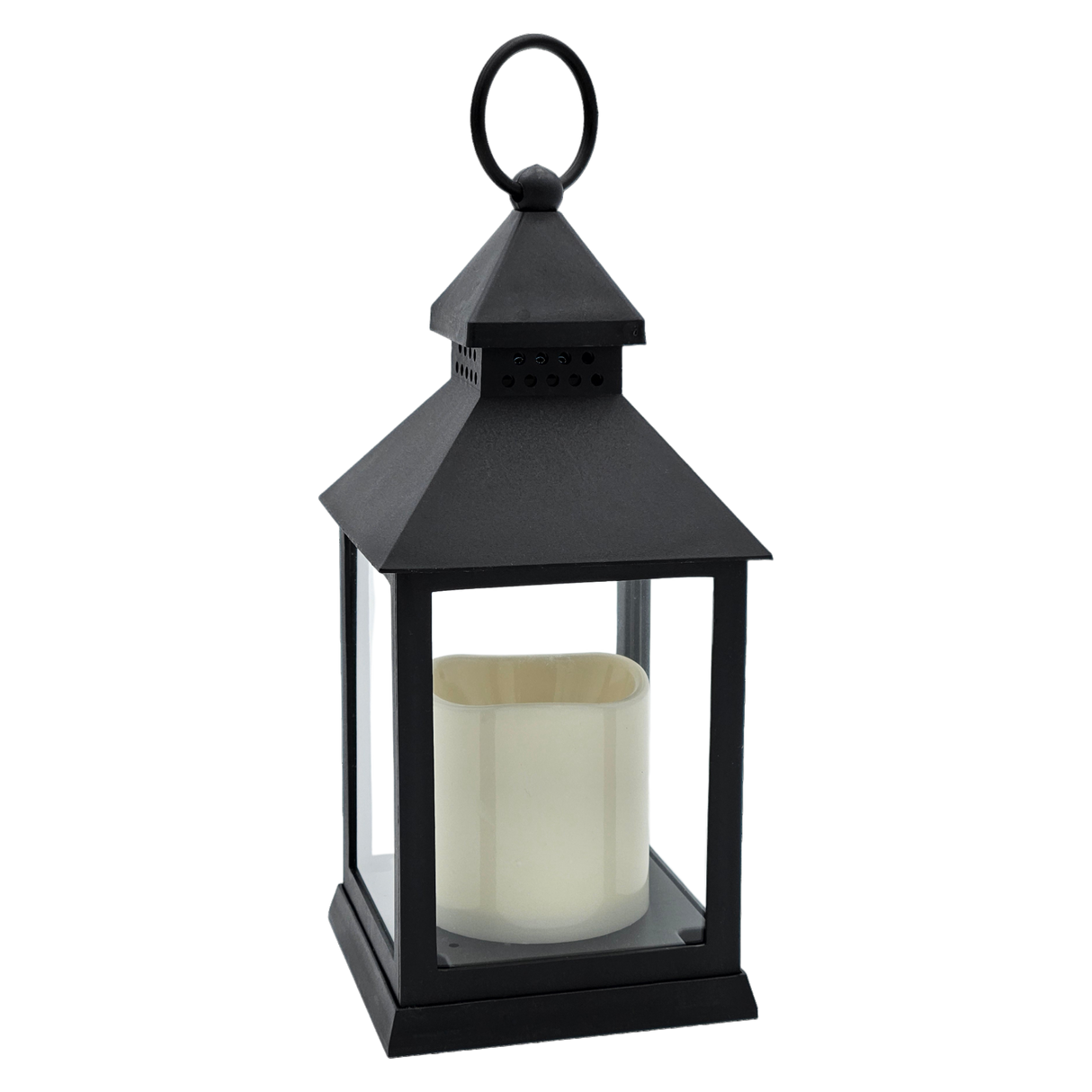Laterne LED mit Timer batteriebetrieben flackerndes Licht Windlicht schwarz Deko