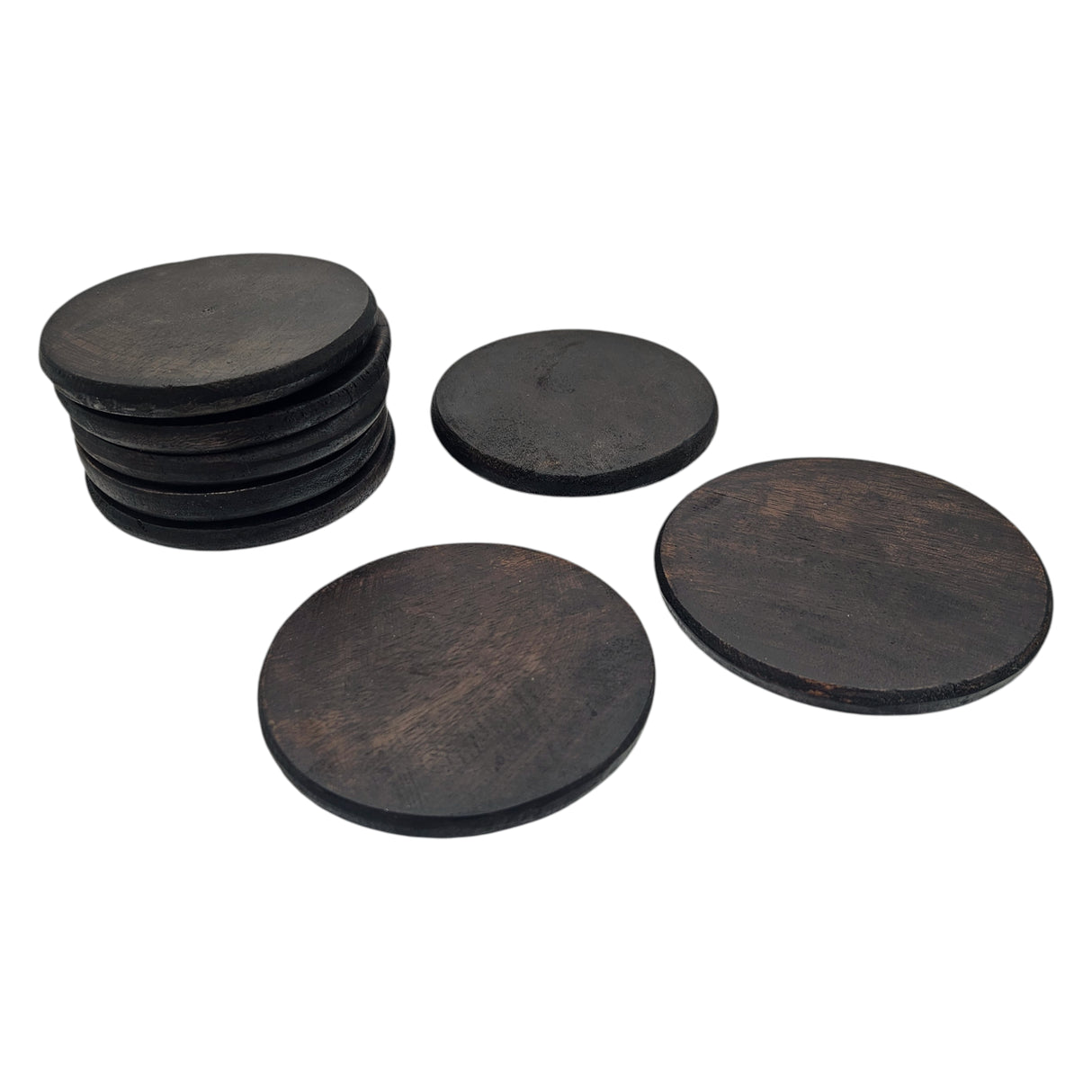 Teakholz Untersetzer rund 10 cm 8er Set – für Getränke & Raclette Rustikale Tischdeko