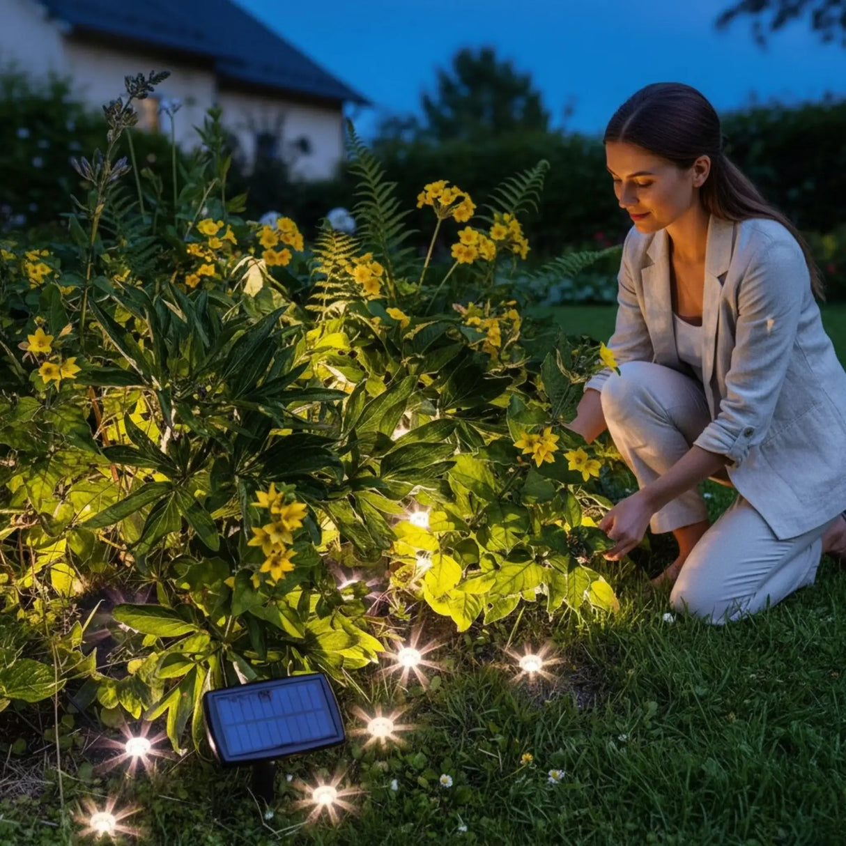 Solarlampen Solarleuchten Gartenbeleuchtung Pflanzenstrahler Balkon Kübel Garten 10x LED - Pflanzenstrahler