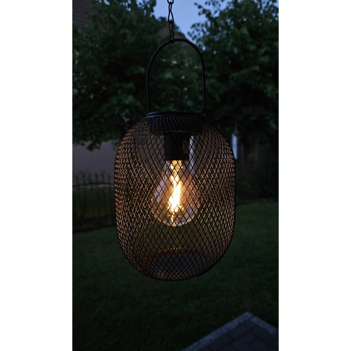 Solarleuchte Metall Gartenleuchte Gartenbeleuchtung warm weiß schwarz LED Leuchte - Hängeleuchte