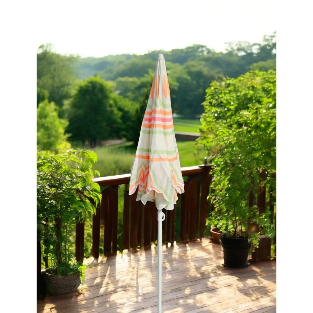 Sonnenschirm Strandschirm UV 30+ Balkonschirm grün blau Kreise Streifen - Sonnenschirm