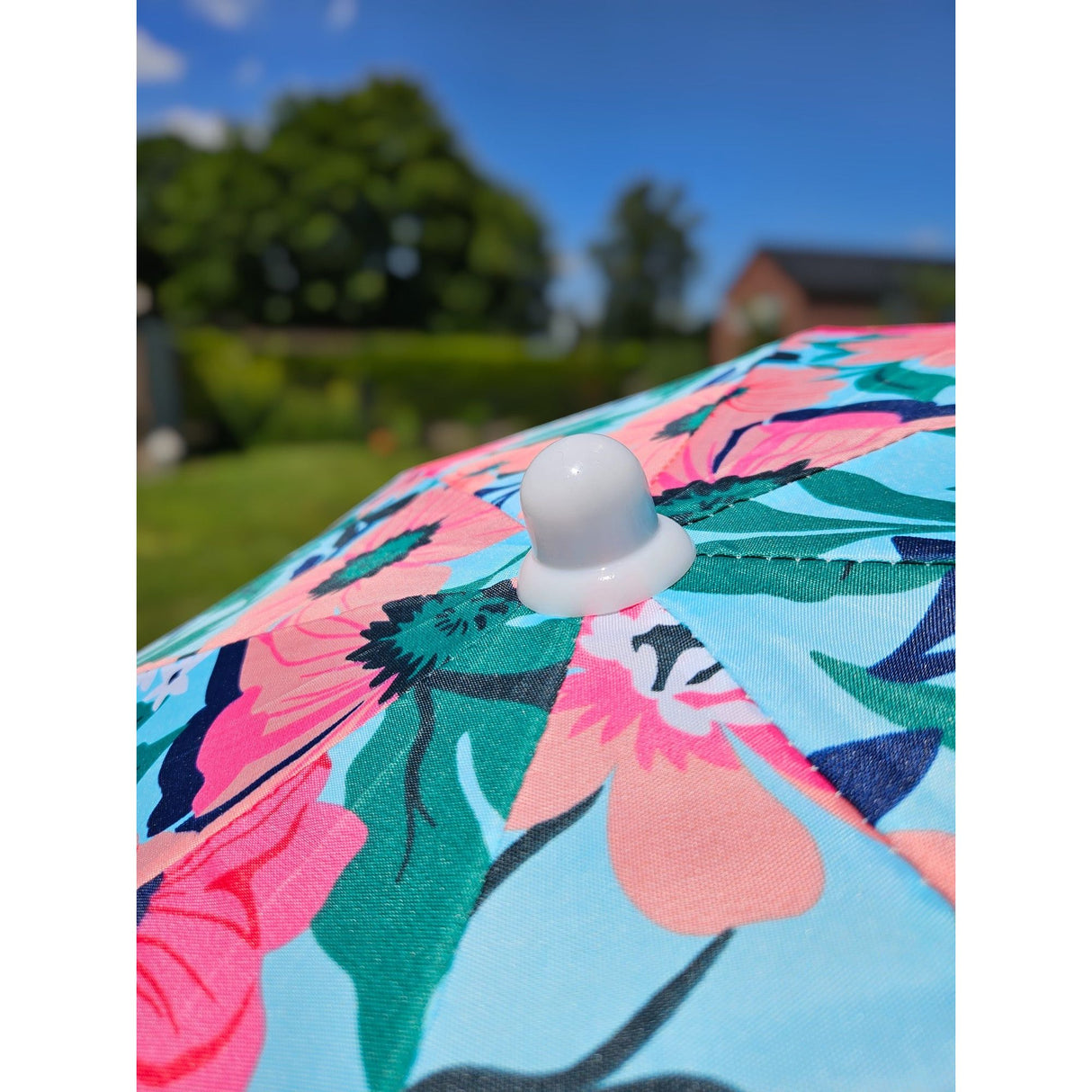 Sonnenschirm Strandschirm Schirm UV Schutz mit Tasche Fransen Blumen Ø 155 cm - Sonnenschirm