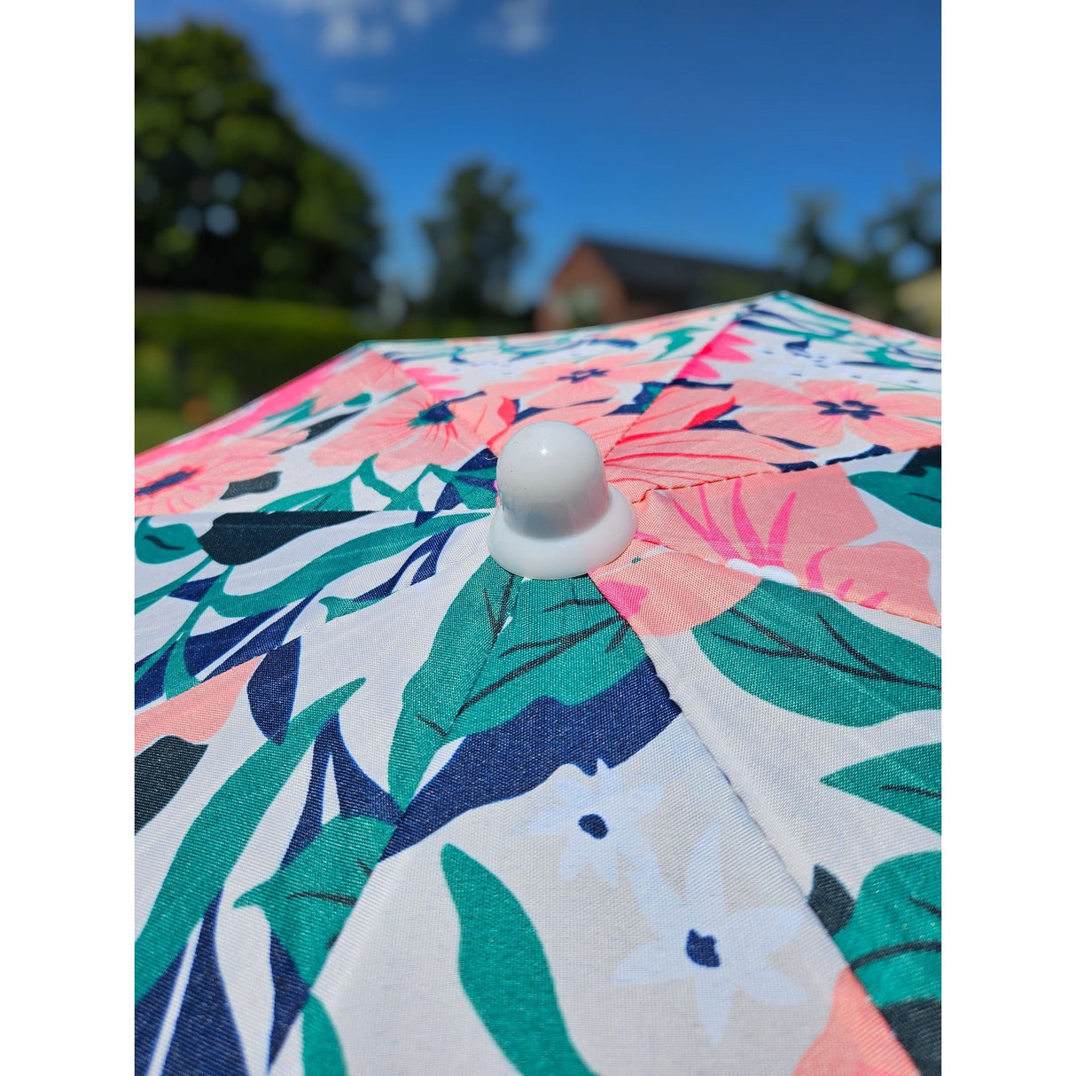 Sonnenschirm Strandschirm Schirm UV Schutz mit Tasche Fransen Blumen Ø 155 cm - Sonnenschirm