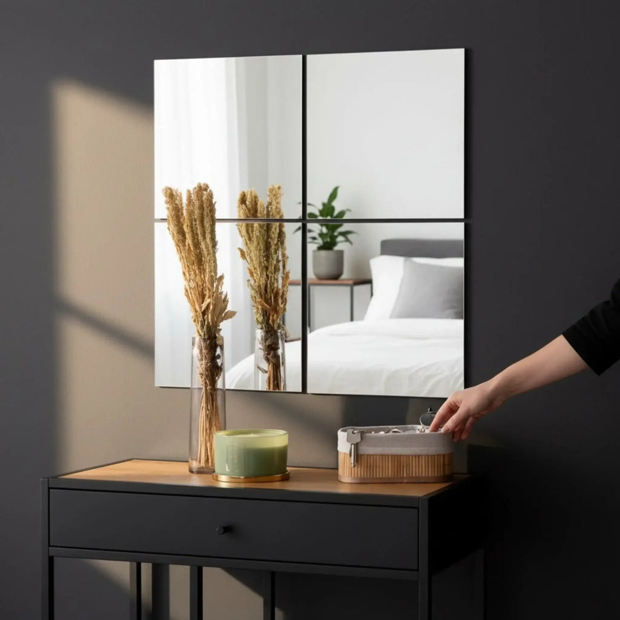 Spiegel Wandspiegel Sechseckig 6er Set Spiegelfliesen SELBSTKLEBEND 30x30 cm - Wandspiegel