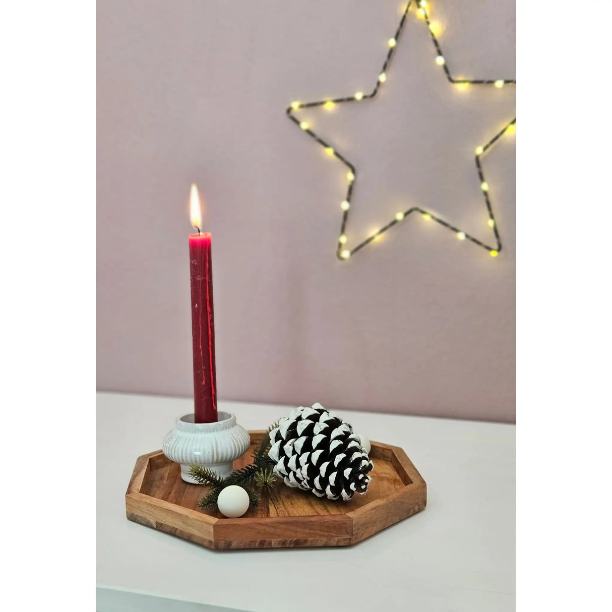 Tablett Dekotablett Achteckig Akazie 25 cm Holztablett Modern Kerzentablett - Dekotablett