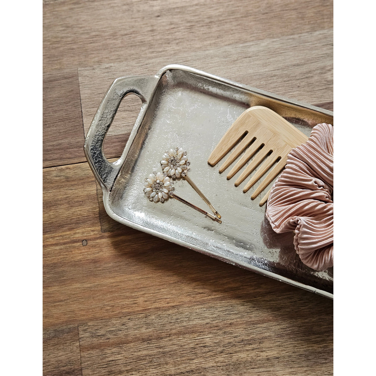 Tablett Dekotablett silber Metalltablett Metall Teller Kerzenteller 44x13 cm - Dekotablett