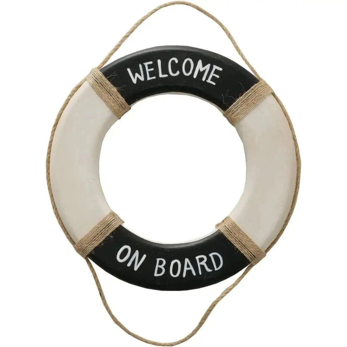 Wandbild Rettungsring Maritim schwarz 20 cm Holz Wanddeko Jute Deko Küs - Rettungsring Maritim