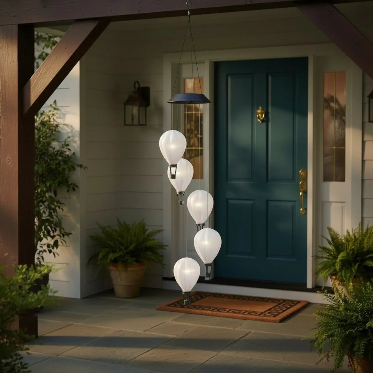Windspiel Luftballon Heißluftballon LED Solar Lichterkette Gartenbeleuchtung warmweiß - Solarleuchte