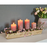 Kerzenhalter Kerzenständer Tablett Holz Mangoholz Advent Deko für 4 Kerzen 53 cm