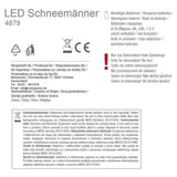 2x Schneemann mit LED bunter Schal & Mütze Höhe 20 cm Beleuchtung warmweiß - Weihnachtsbeleuchtung