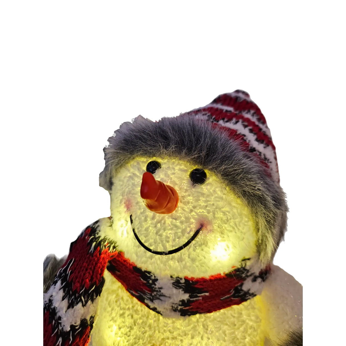 2x Schneemann mit LED bunter Schal & Mütze Höhe 20 cm Beleuchtung warmweiß - Weihnachtsbeleuchtung