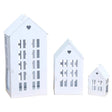 3 Laternenhäuser Windlicht Laternen Häuser Laterne Haus Metall weiß 3er SET - Windlicht Laternenhäuser