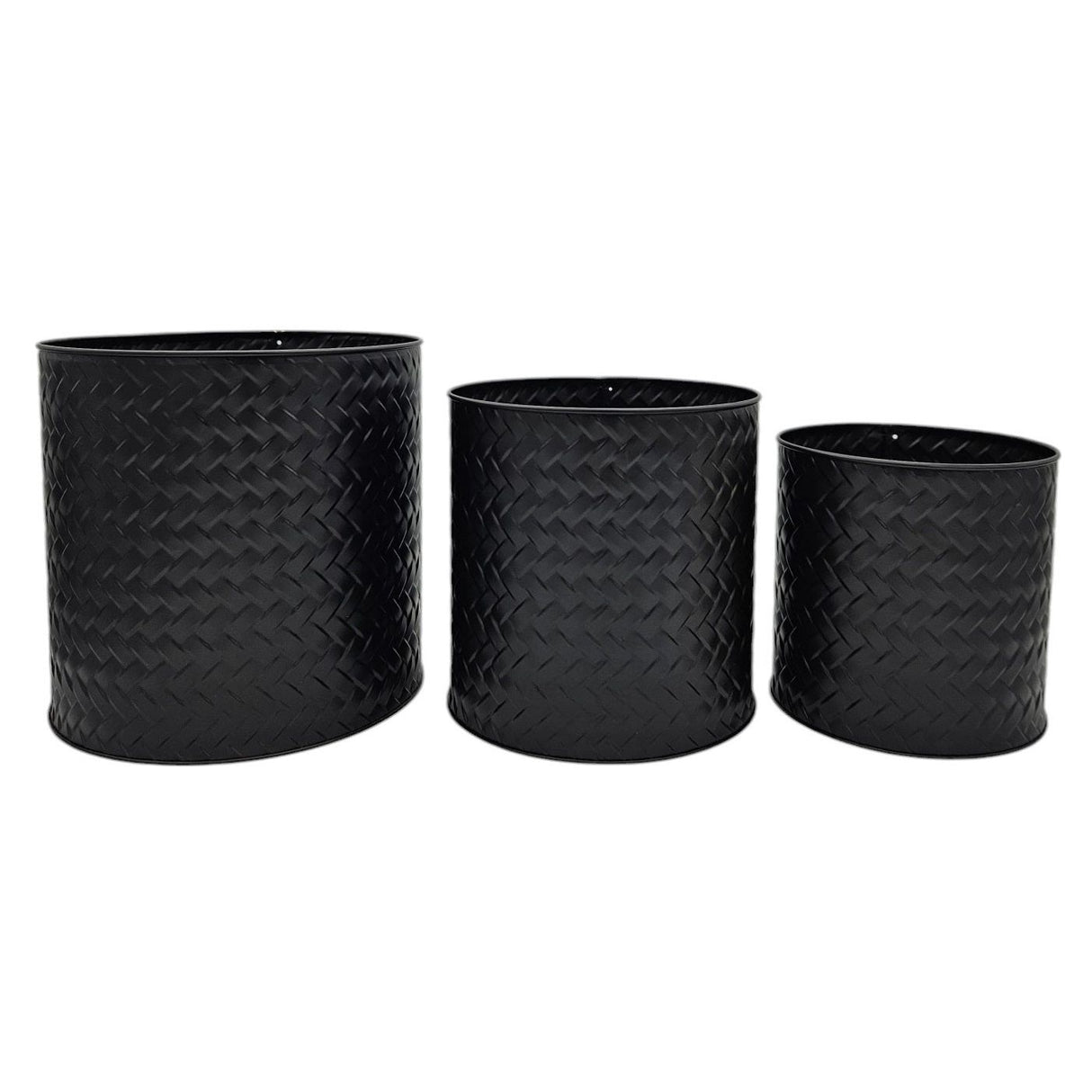 Blumentopf Übertopf Pflanzenkübel Topf Kübel 3er Set schwarz rund Metall Matt