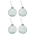 4 Trinkgläser Weihnachtskugel Trinkhalm Glas transparent Weihnachtskugel 400 ml - Trinkglas