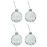 4 Trinkgläser Weihnachtskugel Trinkhalm Glas transparent Weihnachtskugel 400 ml - Trinkglas