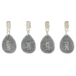 4er Set Tischdeckenbeschwerer grau Stein Love Luck Happy Smile Stahlclips 250 gr - Tischdeckenbeschwerer