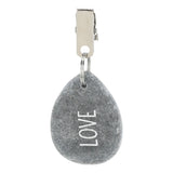 4er Set Tischdeckenbeschwerer grau Stein Love Luck Happy Smile Stahlclips 250 gr - Tischdeckenbeschwerer
