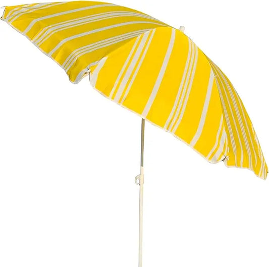 Sonnenschirm gelb weiß gestreift UV-Schutz 30+ Schirm Strandschirm Ø 150 cm