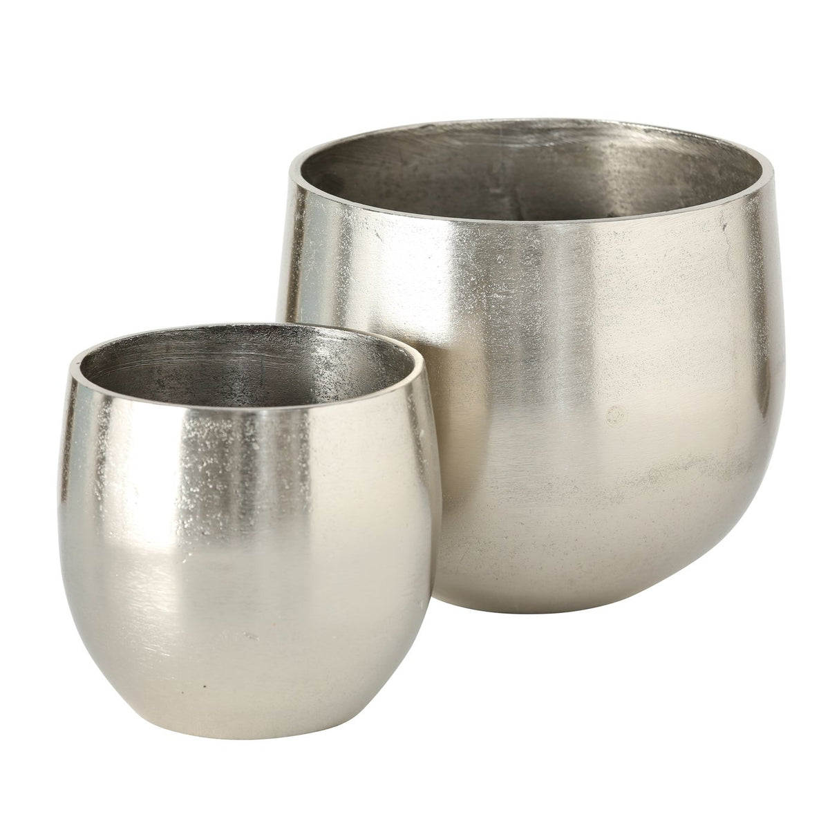 Übertopf Blumentopfe Silber Pflanztopf Deko 2er Set glänzend rund