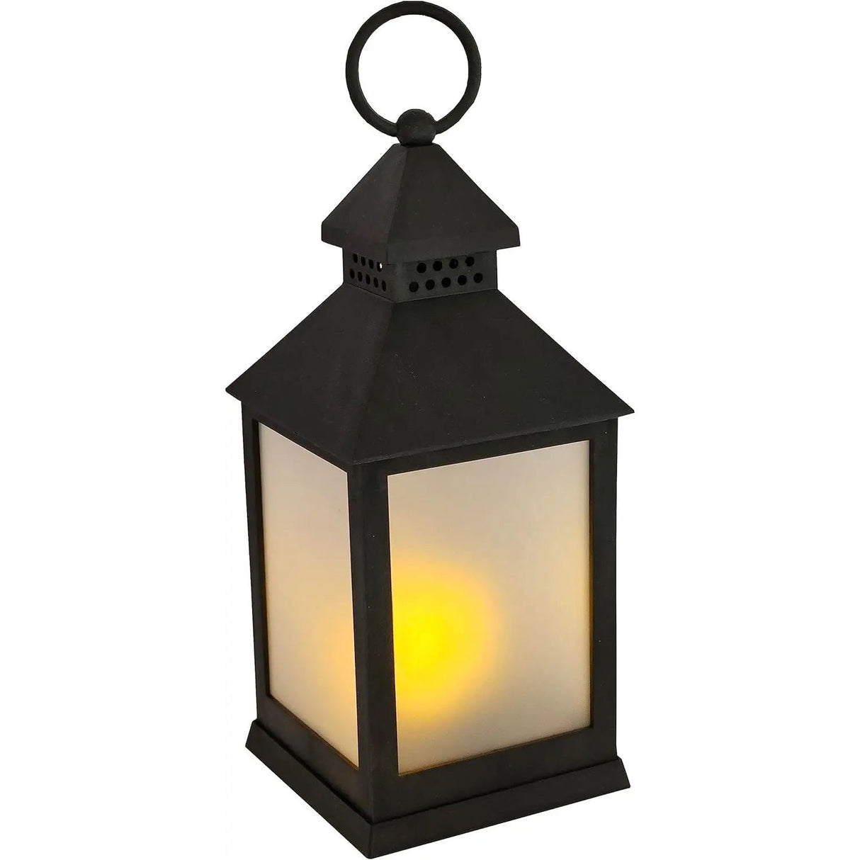 Laterne LED mit Timer batteriebetrieben flackerndes Licht Windlicht schwarz Deko