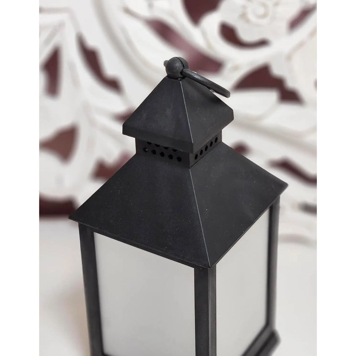 Laterne LED mit Timer batteriebetrieben flackerndes Licht Windlicht schwarz Deko