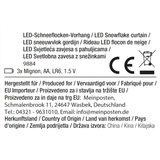 Lichterkette Lichtervorhang Schneeflocke LED Batterie Timer 210 cm Innen - außen