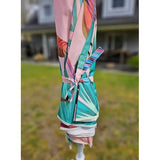 Sonnenschirm rosa mit tropischen Blättern UV-Schutz UPF 40+ Strandschirm Ø 155