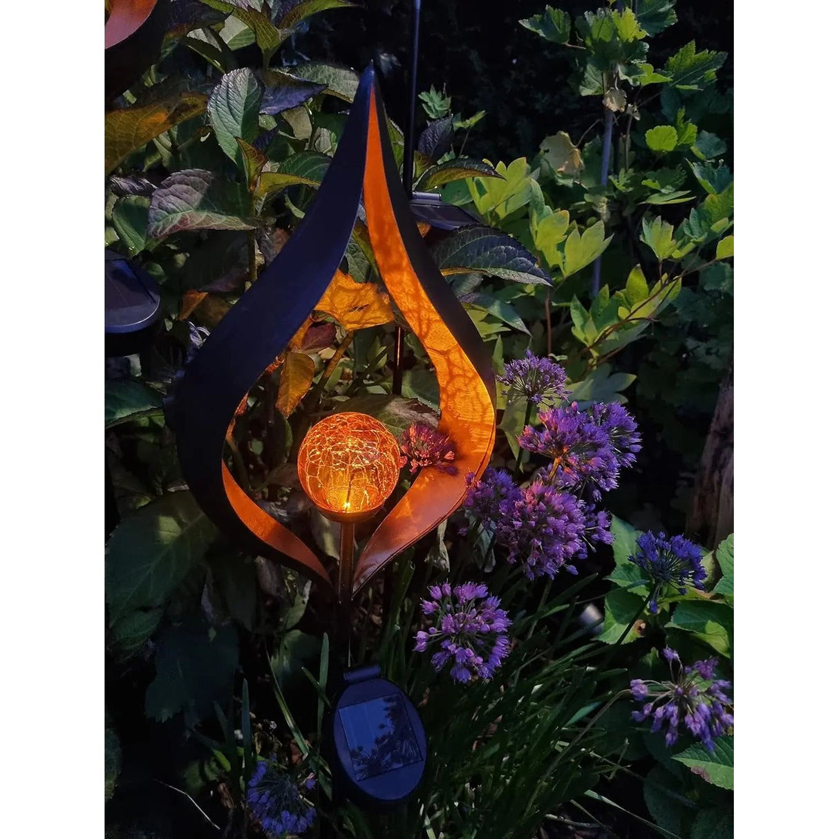 Solarleuchte SKY Solar Solarlampe schwarz Metall Höhe 90 cm Flamme