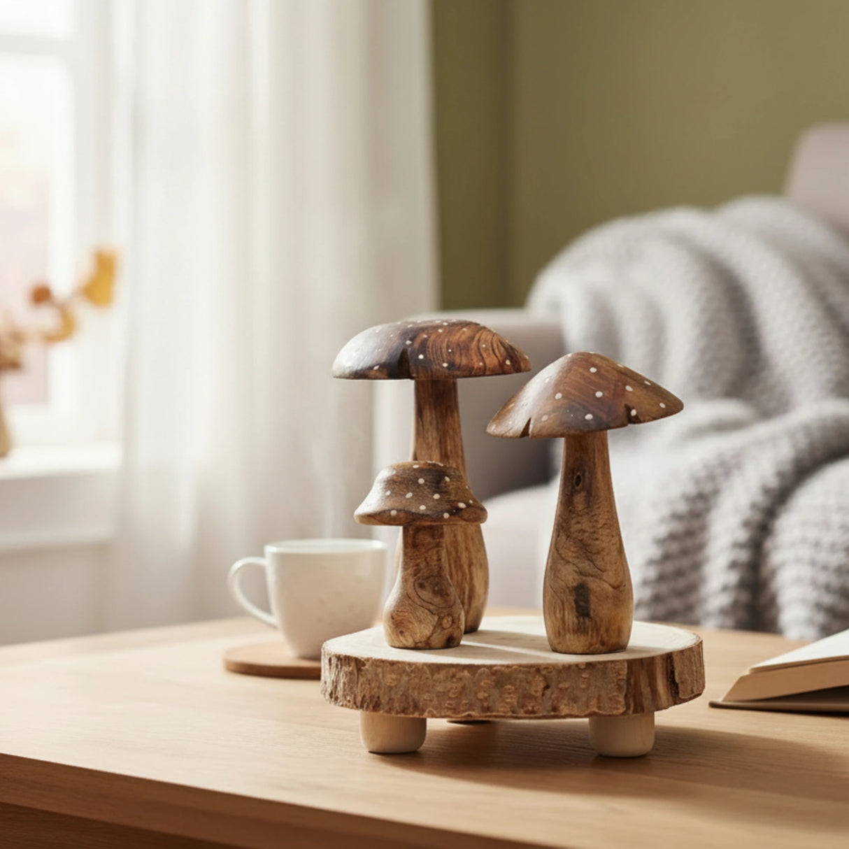 Baumscheibe rund Dekoscheibe Basteln Dekoteller auf Füßen Holzscheibe mit Rinde 17-22 cm