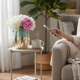 Beistelltisch rund Couchtisch Telefontisch 28x48 cm schwarz creme weiß