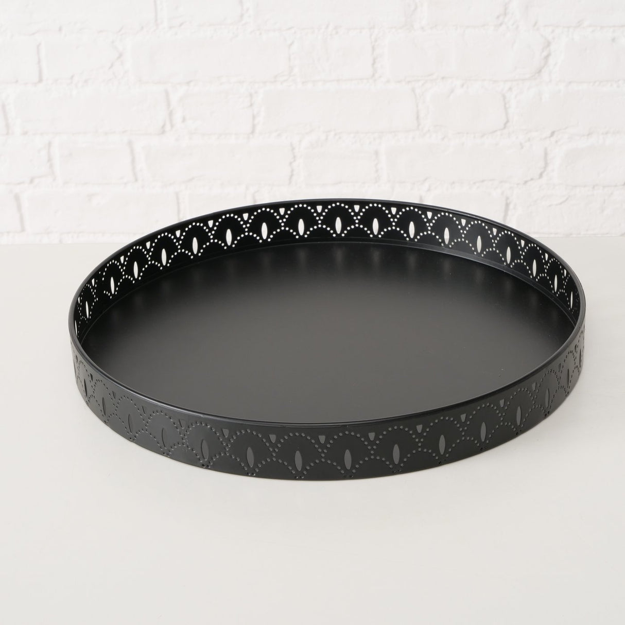 Beistelltisch Dekotisch Tabletttisch rund schwarz Metalltisch 45x40 cm