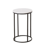 Beistelltisch schwarz mit weißer Marmorplatte Steinplatte Marmor Couchtisch rund 55 cm