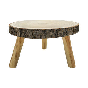 Baumscheibe auf Füßen Kerzentablett natur Baumrinde rund 20-26 cm Pflanzenständer - Dekoteller