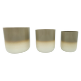 Pflanztopf Übertopf Blumentopf 3er Set Metalltopf creme beige rund Pflanzenübertopf