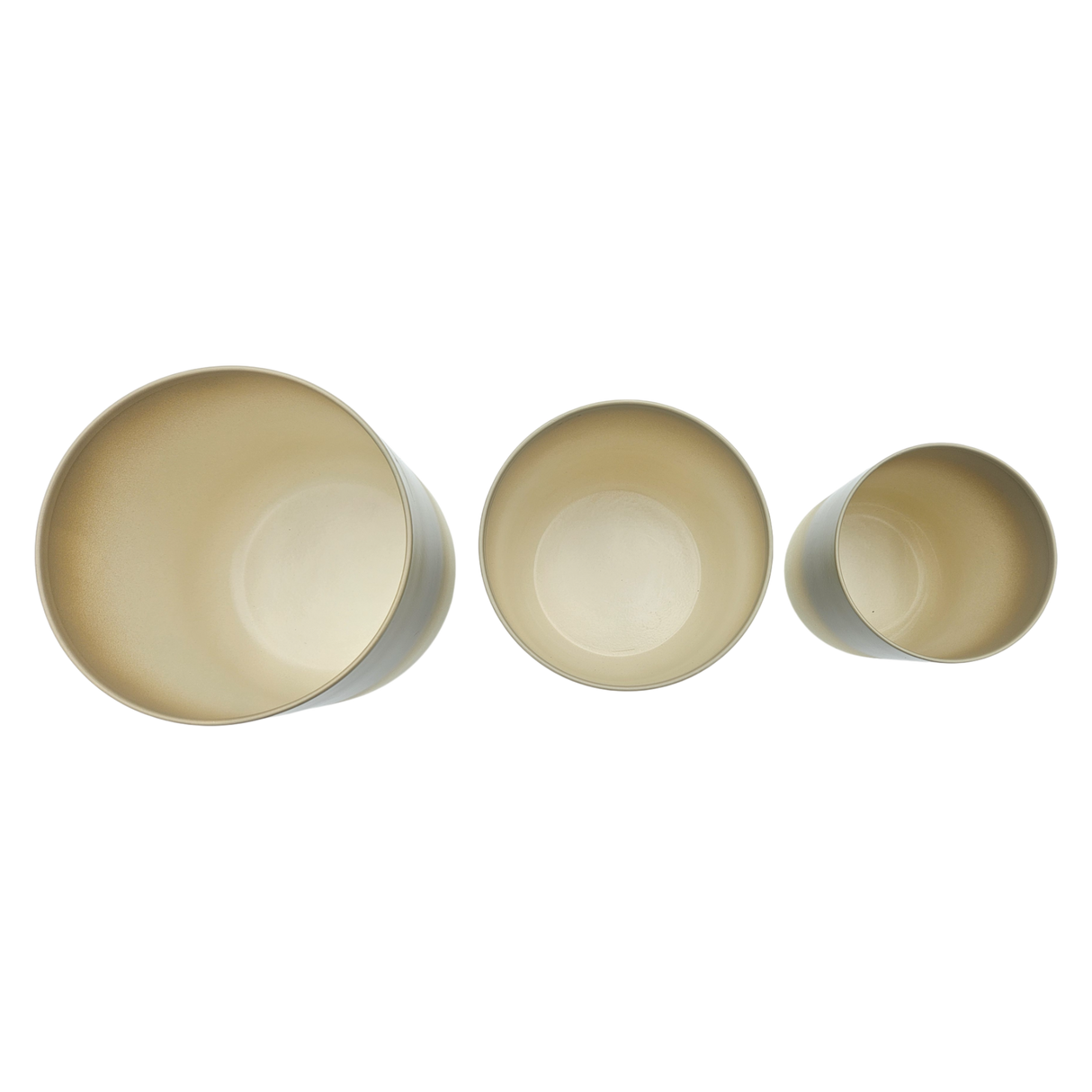 Pflanztopf Übertopf Blumentopf 3er Set Metalltopf creme beige rund Pflanzenübertopf