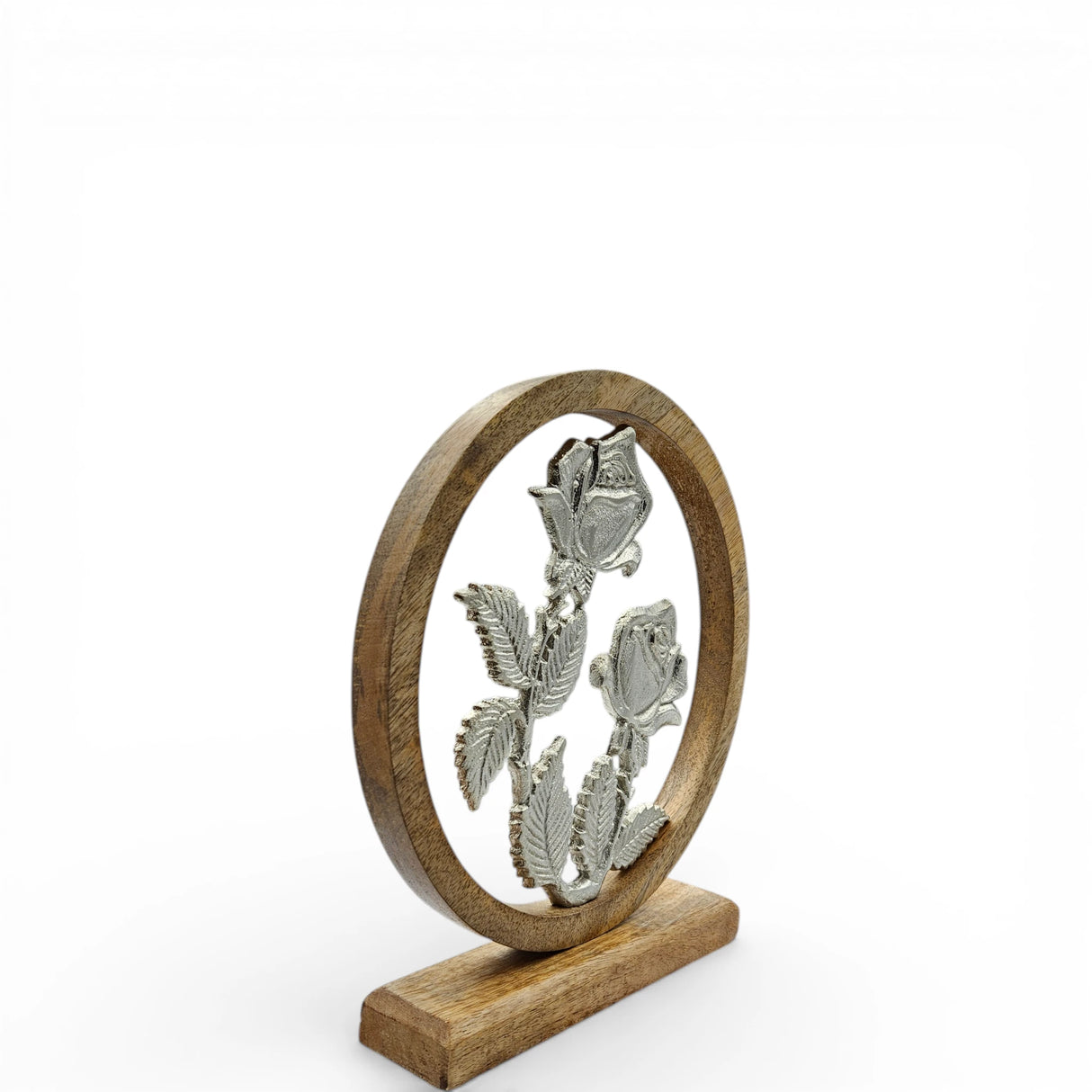 Holzschild mit Blumen Deko Schild Aufsteller Holzschild Metall Rosen Geschenk Mangoholz