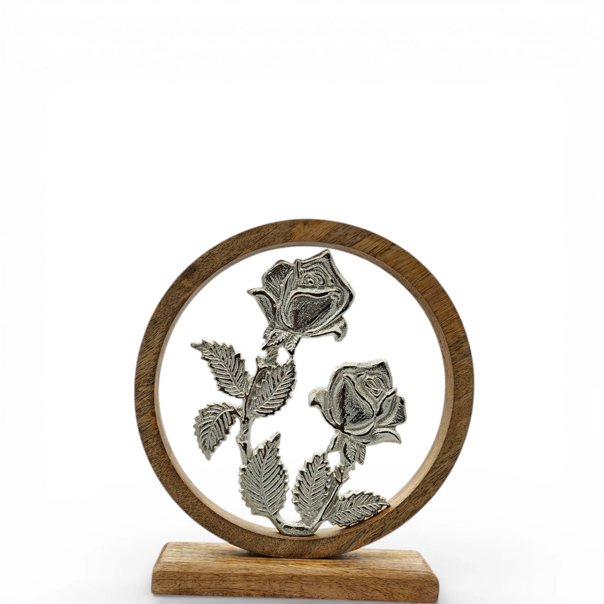 Holzschild mit Blumen Deko Schild Aufsteller Holzschild Metall Rosen Geschenk Mangoholz