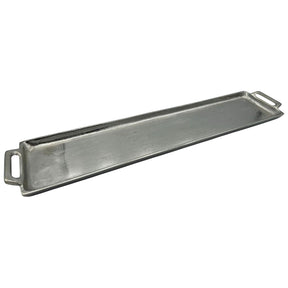 Metalltablett Tablett Serviertablett lang 59 cm Dekotablett silber mit Henkel - Dekoschale