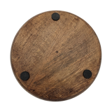 Holzteller Deko Teller Kerzenteller rund 22 o 30 cm Blattmuster braun Mangoholz dekobrett