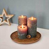 Holzteller Deko Teller Kerzenteller rund 22 o 30 cm Blattmuster braun Mangoholz dekobrett